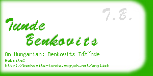 tunde benkovits business card